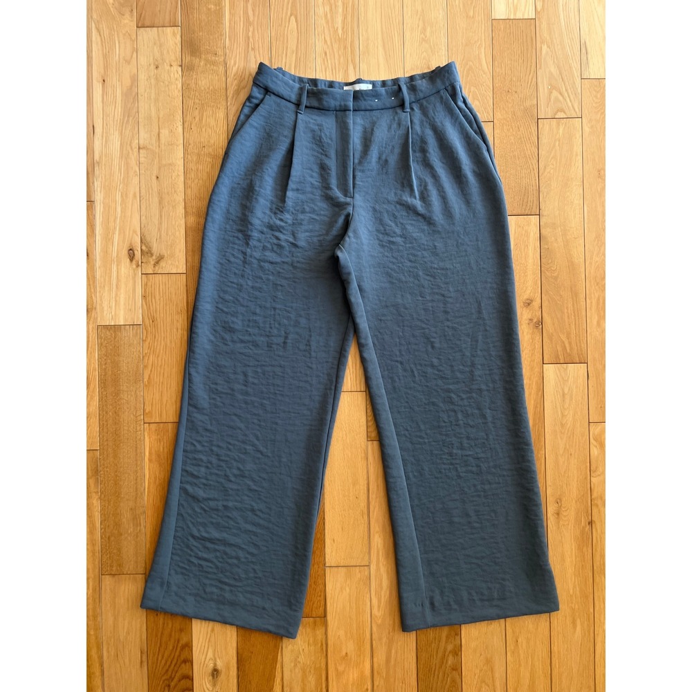 Abercrombie A&F Tailored Trouser Pants High Rise Wide Leg Slate Blue Womens 12L